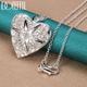 Silver 16-30 Inch Snake Chain Heart Photo Frame Necklace Fashion Jewelry