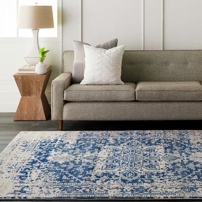 Surya - Perserteppich Kurzflor Wohnzimmer Vintage Orient Blau und Beige 160 x 220 cm