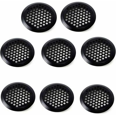 Mumu - 8 Stück rundes Wand-Lüftungsgitter 35 mm Metall-Lüftungsgitter mit Insektennetz (schwarz) Image