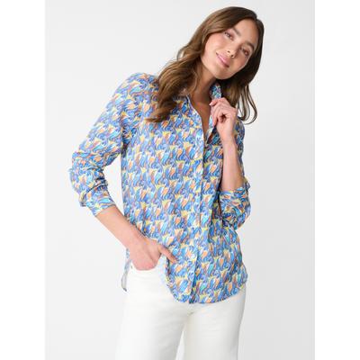 J.McLaughlin Women's Britt Linen Shirt in La Perruche Blue, Size Medium