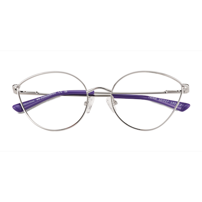 Female s horn Shiny Silver Metal Prescription eyeglasses - Eyebuydirect s Trina