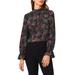 Halogen(r) Floral Ruffle Cuff Mock Neck Top