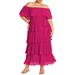 Night Garden Tiered Release Pleat Off The Shoulder Maxi Dress