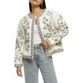 Floral Embroidered Metallic Stripe Jacket