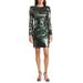 Ruched Sequin Long Sleeve Body-con Dress