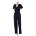 Joules Jumpsuit V-Neck Short sleeves: Blue Print Jumpsuits - Women's Size 4