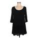 Silence and Noise Casual Dress - Mini Scoop Neck 3/4 sleeves: Black Solid Dresses - Women's Size Medium