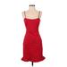 Lulus Casual Dress - Sheath Scoop Neck Sleeveless: Red Solid Dresses - Women's Size Small