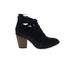 Free People Ankle Boots: Strappy Chunky Heel Casual Black Solid Shoes - Women's Size 41 - Almond Toe