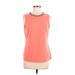 Calvin Klein Short Sleeve Blouse: Orange Print Tops - Women's Size Medium