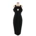 AQ/AQ Casual Dress - Sheath Plunge Sleeveless: Black Print Dresses - Women's Size 8