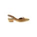 Naturalizer Sandals: Slingback Chunky Heel Casual Gold Solid Shoes - Women's Size 7 1/2 - Almond Toe