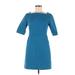 Kate Spade Saturday Casual Dress - Mini High Neck 3/4 sleeves: Teal Print Dresses - Women's Size 6