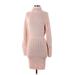 Majorelle Casual Dress - Sweater Dress Turtleneck Long sleeves: Pink Solid Dresses - New - Women's Size Small