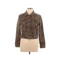 Express Outlet Denim Jacket: Short Brown Leopard Print Jackets & Outerwear - Women's Size Large