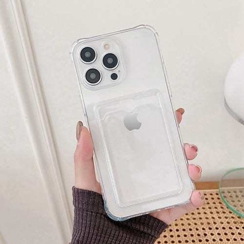 Handy Hülle Handyhüllen Für iPhone 15 14 Pro Max Plus 13 12 11 Pro Max Mini Rückseite Kristallklar Schlankes Gehäuse Transparent Ultradünn Kartenfach Farbverläufe TPU Image