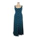 Matty M Casual Dress - Midi Scoop Neck Sleeveless: Teal Chevron Dresses - Women's Size X-Large