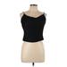Zara Sleeveless Blouse: Black Solid Tops - Women's Size Large