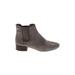 Louise Et Cie Ankle Boots: Chelsea Boots Chunky Heel Boho Chic Gray Solid Shoes - Women's Size 8 - Almond Toe