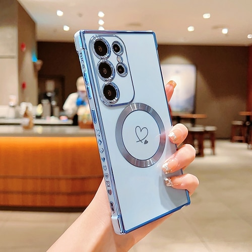 Handy Hülle Handyhüllen Für Samsung Galaxy S25 S24 S23 S23 FE S22 S21 Ultra Plus Rückseite Unterstützt kabelloses Laden Stoßfest Herz TPU Beschichtung Image