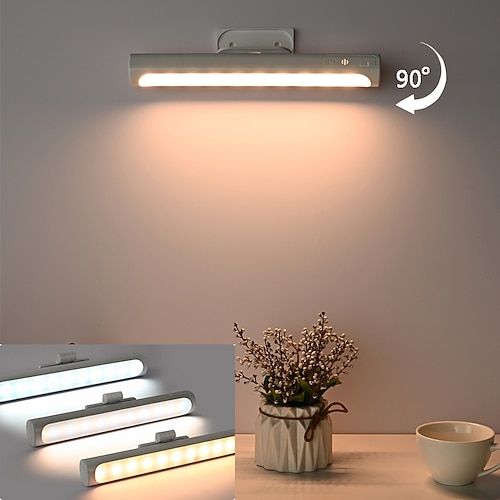 LED-Schrankleuchte, Schreibtischlampe, Studentenwohnheim, Leseleuchte, Studie, magnetische LED, kühles Licht, wiederaufladbar, USB, dreifarbiges Licht, Touch-Nachttisch-Nachtlicht Image