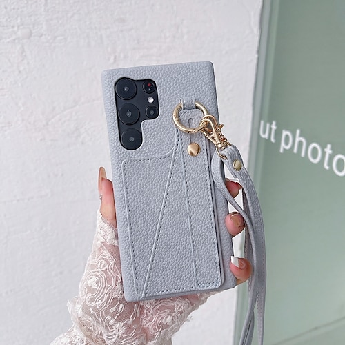 Handy Hülle Handyhüllen Für Samsung Galaxy S25 S24 S23 S22 Plus Ultra S23 FE A14 A34 A54 A24 A53 Rückseite Mit Ständer mit Trageriemen Kartenfach Retro TPU PU-Leder Image