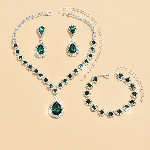 Schmuckset 4 Stück Strass Aleación Ohrringe Halsketten Armbänder Damen Elegant Stilvoll Einfach Geometrisch Geometrische Form Schmuck-Set Für Jahrestag kleid hochzeitsgast Besondere Anlässe Image