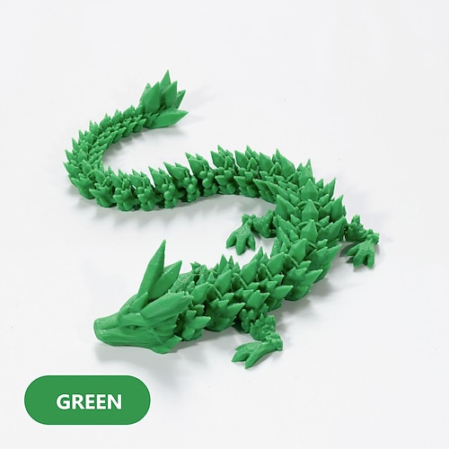 3D-gedruckter Kristalldrache, Edelsteindrache, 3D-bewegliches Drachenspielzeug, drehbar und Drache, chinesische, flexible, realistische Verzierung Image
