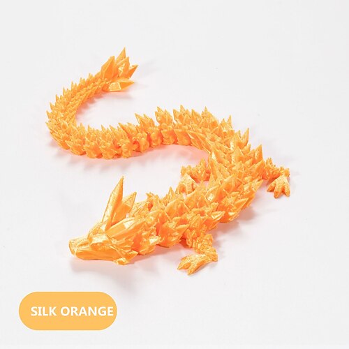 3D-gedruckter Kristalldrache, Edelsteindrache, 3D-bewegliches Drachenspielzeug, drehbar und Drache, chinesische, flexible, realistische Verzierung Image