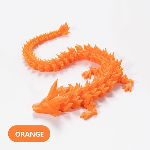 3D-gedruckter Kristalldrache, Edelsteindrache, 3D-bewegliches Drachenspielzeug, drehbar und Drache, chinesische, flexible, realistische Verzierung Image