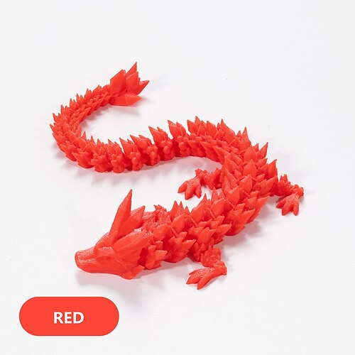 3D-gedruckter Kristalldrache, Edelsteindrache, 3D-bewegliches Drachenspielzeug, drehbar und Drache, chinesische, flexible, realistische Verzierung Image