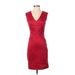 W118 by Walter Baker Casual Dress - Sheath V Neck Sleeveless: Burgundy Print Dresses - Women's Size X-Small