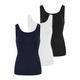 HRM Tank Top Damen 3er Pack Black, White, Navy 2XL I Basic Top Damen aus Baumwolle 95% mit Lycra-Anteil I Dehnbar & anpassungsfähig I Trägertop Damen mit U-Ausschnitt