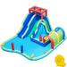 Topeakmart Double Lane Inflatable Water Slide with Basketball Hoop Blue