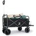 DANYAXUAN Collapsible Folding Garden Outdoor Park Utility Wagon Picnic Camping Cart with 8â€œ Bearing Fat Wheel and Brake (Standard Size(Plus+) 8 Wheels with Tailgate (Black)