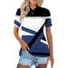 Knosfe Golf Polo Shirts for Women Dressy Collared Summer T Shirts Business Button Down V Neck Shirts Short Sleeve 2024 Floral Casual Tops Dark Blue 3XL