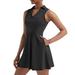 Gzea Ladies Dresses Women s Tennis Skirt With Built In Shorts Dress With 4 Pockets And Sleeveless Exercise. Black XL