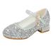 Uuszgmr Kid Sandals Fir Girls Toddler Little Kid Dress Pumps Glitter Sequins Princess Low Heels Party Dance Shoes Rhinestone Sandals Grey Size:8-9 Years