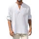 Per uomo Camicia Camicia di lino Camicia bianca di cotone Camicia Estiva Camicia da Spiaggia Camicia in cotone e lino Semplice Vacanza Camicia hawaiana Bianco Giallo Verde militare Manica Lunga