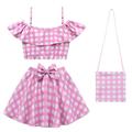 costume da bagno per ragazze, rosa, berretto, costume da bagno per bambini, reggicalze elastico alto, set a due pezzi