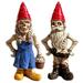 QIANSHENG 2PCS Male and Female Halloween Skeleton Gnome Couple Garden Statue Zombie Gnome Sculptures Resin Figurines for Home Decoration Outdoor Patio Yard Lawn Porch Ornaments