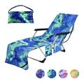 HGYCPP Microfiber Gradient Print Beach Chaise Lounge Chair Cover with Side Pockets No Sliding Sun Lounger Quick Dry Bath Towel