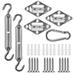 30 Pcs Sun Shade Hardware Kit for Rectangle Triangle Shade Sail - Retractable 4.45 to 7 304 Marine Grade Stainless Steel Sun Shade Sail Installation Replacement in Outdoor Patio Lawn Garden