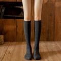 Women's Knee High Socks Home Gift Daily Solid Color Retro Polyester Knit Business Formal Casual Warm Elastic 1 Pair