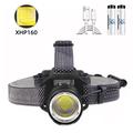 LED Headlamp Fishing Headlight Rechargeable XHP160 Powerful Lantern Zoomable 3 Lighting Modes For Expeditions Hunting Etc.