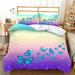 Butterfly Duvet Cover Set Butterflies Printed Comforter Cover Set for Girls Kids Teens Decorative 3 Piece Bedding Set with 2 Pillow Shams(No Comforter)