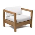 Ash & Ember Onyx Grade A Teak Armchair with White Cushions Outdoor Club Lounge Chair Weather Resistant Teak & Cushions Ideal for Deck Porch Patio or Backyard Indoor Outdoor Use