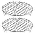 Uxcell 2pcs Round Cooking Rack 5.9-inch 304 Stainless Steel Cross Wire Barbecue Grill Net Racks with 20mm Legs