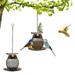 SDJMa Bird Feeder for Outdoors Hanging Cute Owl Shaped Metal Mesh Wild Bird Feeder Squirrel Proof Wild Bird Seed Feeders for Outside Patio Garden Yard Decoration