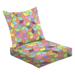 2-Piece Deep Seating Cushion Set Color Geometry Abstract Geometric Background Multicolor Print Retro Outdoor Chair Solid Rectangle Patio Cushion Set